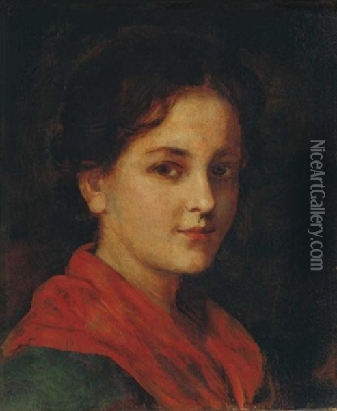 Lany Portreja (portrait Of A Girl) Oil Painting - Franz Von Defregger