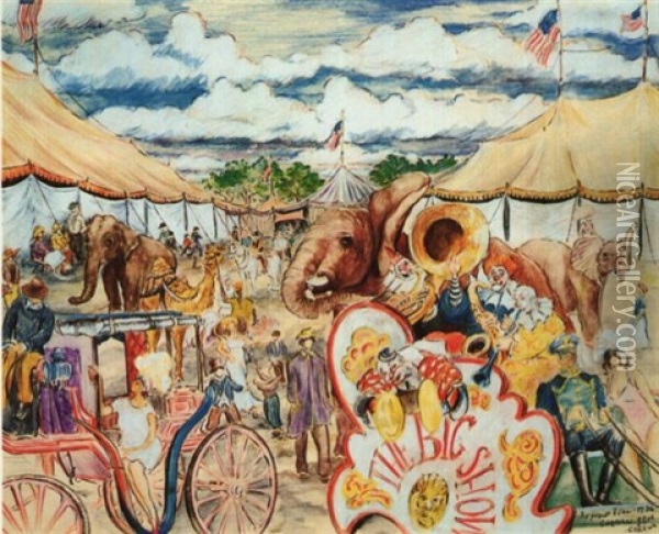 The Big Show, Gorham Brothers Circus Oil Painting - Reynolds Beal