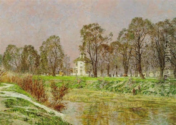 Das Lusthaus (heustadlwasser) Im Prater Oil Painting - Stefan Simony