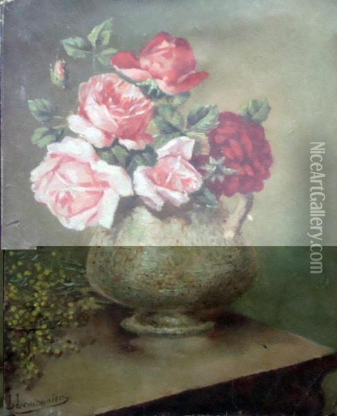 Bouquet De Roses Oil Painting - Lucie Lemonnier