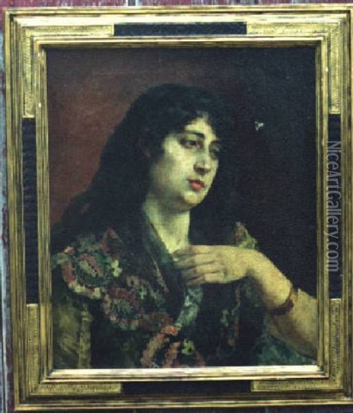 Woman With Gold Bracelet Oil Painting - Mariano Fortuny y de Madrazo