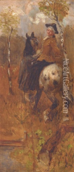 Riding Side-saddle Oil Painting - Wilhelm Karl Raeuber