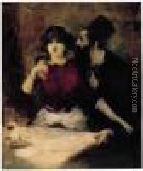 Au Cafe Oil Painting - Jean-Louis Forain