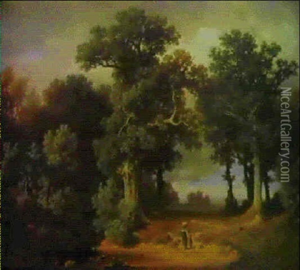 Eichenwaldlandschaft Oil Painting - Theodor Kotsch