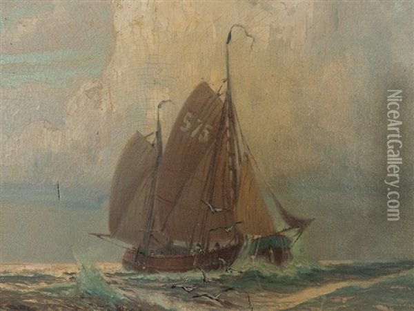 Sailboat At A Rugged Coast Oil Painting - Alexander Kircher