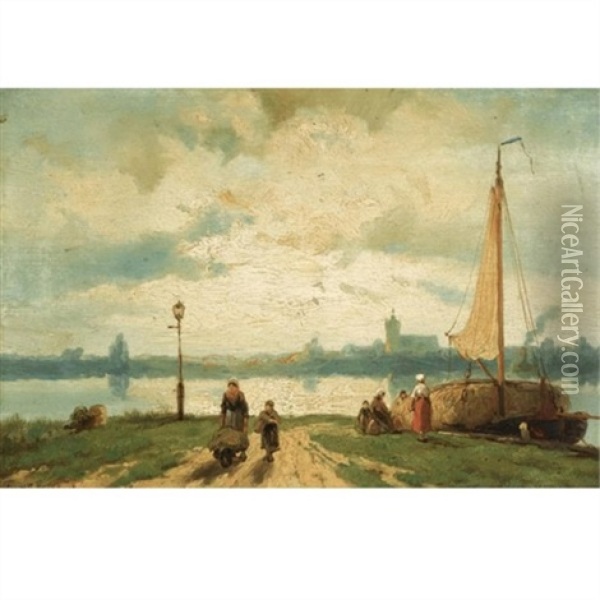 A View Of Maassluis Oil Painting - Johannes Hermanus Barend Koekkoek