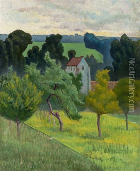 L'eglise De Gouvernes (seine Et Marne) Oil Painting - Leo Gausson