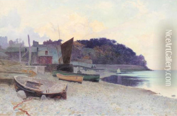 Boats Moored On The Beach Oil Painting - Arthur Claude Strachan