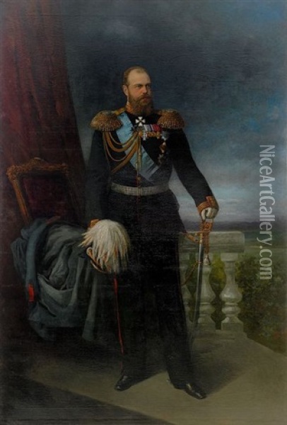 Portrait Of Emperor Alexander Iii Oil Painting - Stephan Fedorovich Alexandrovski