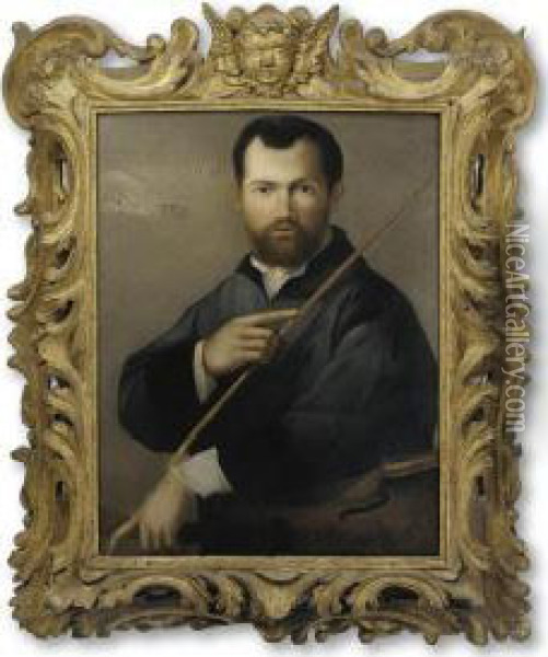 The Musician Oil Painting - Alessandro Bonvicino (Moretto da Brescia)