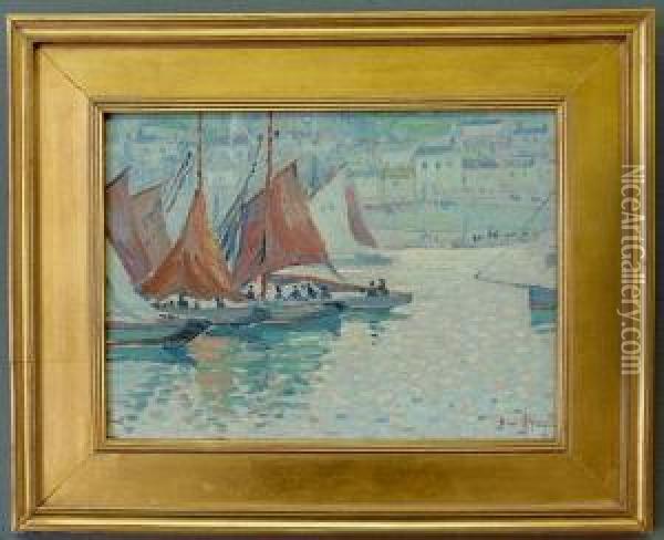 A Sailboat Race Oil Painting - Edgar Hewitt Nye