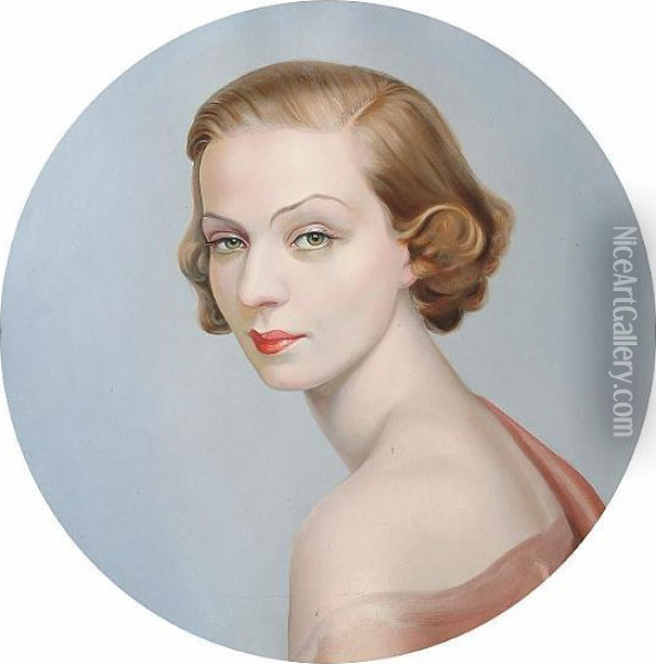 Portrait Of Gertrude Lawrence Oil Painting - William Acton