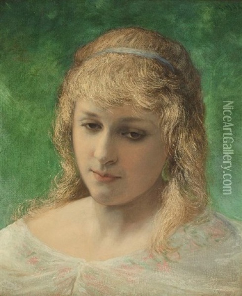 Madchenportrat Oil Painting - Gabriel von Max