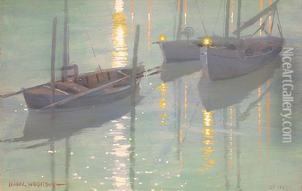 Moored Boats Oil Painting - Isabel Wrightson