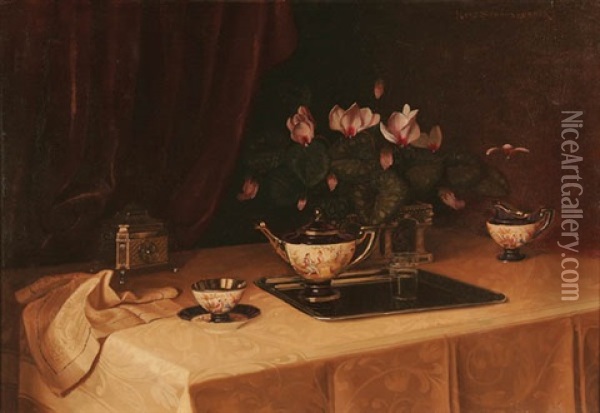 Afternoon Tea Oil Painting - Ignaz Schoenbrunner the Elder