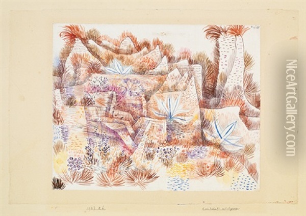 Landschaft Mit Agaven Oil Painting - Paul Klee