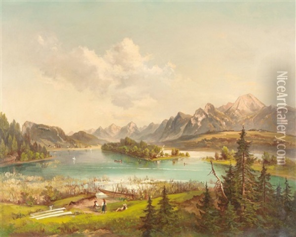 Faakersee Mit Mittagskogel Oil Painting - Jakob Canciani