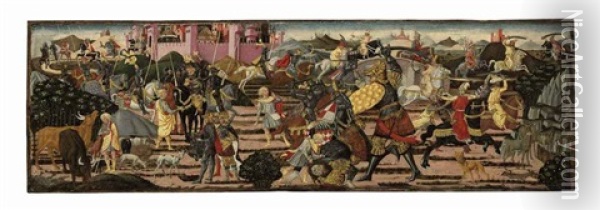 The Slaying Of Goliath (a Cassone Front) Oil Painting -  Giovanni di Ser Giovanni (Scheggia)
