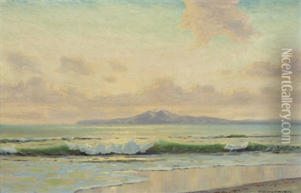 Golden Sunset, Laguna Beach, California Oil Painting - Frank William Cuprien