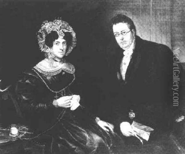 A Portrait Of C. Loch, Attorney Of Rotterdam, And His Wife, Adriana Petronella Koning Oil Painting - Jan Kieft