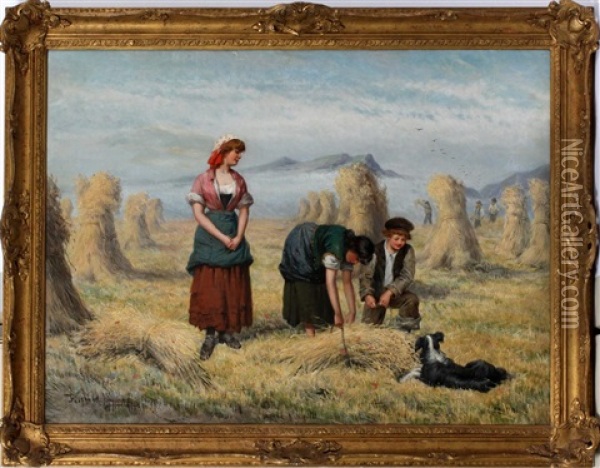 Women In Hay Field Oil Painting - Frederick Gerald Kinnaird