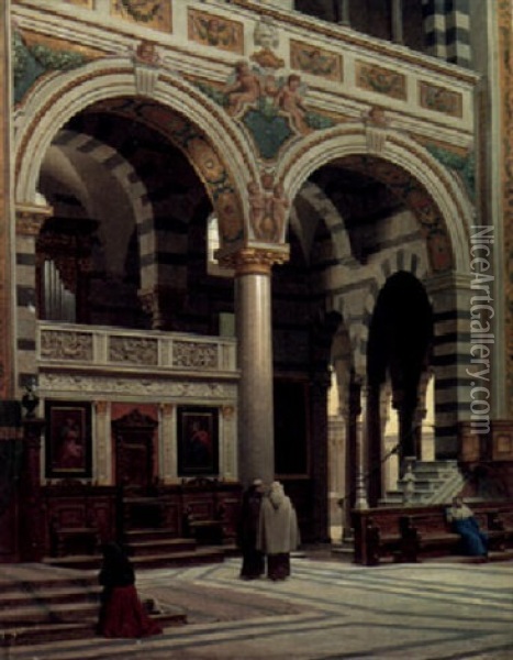 Interior Of The Dome In Pisa Oil Painting - Heinrich Hansen