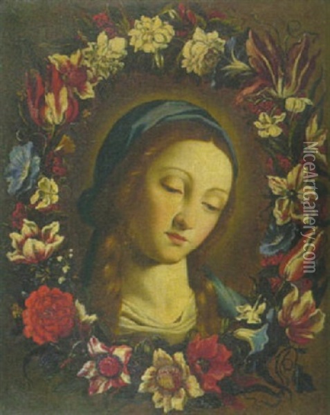 Madonna Im Blutenkranz Oil Painting - Giovanni Battista Salvi (Il Sassoferrato)