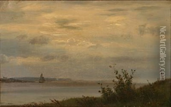Coastal Scene From Lillebaelt, Denmark Oil Painting - Carl (Jens Erik C.) Rasmussen