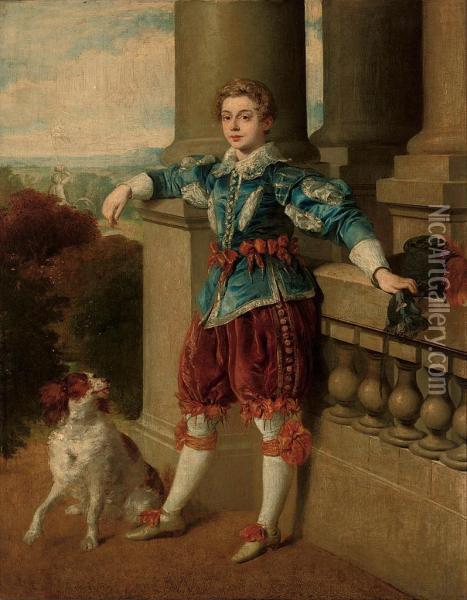 Portrait Of John William Clayton In Historical Dress Oil Painting - Karoly Brocky