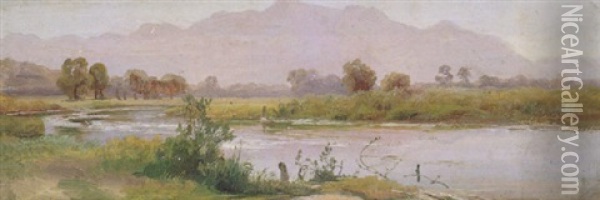 Fluslandschaft Oil Painting - Dietrich Langko