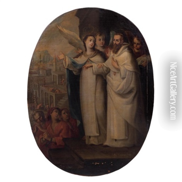 Aparicion De La Virgen De La Merced A San Pedro Nolasco Oil Painting - Miguel Cabrera