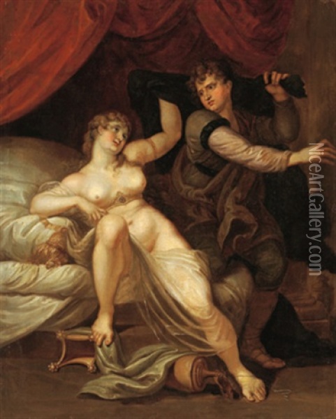 Der Agyptische Joseph Und Die Frau Des Potiphar Oil Painting - Christian Wilhelm Ernst Dietrich