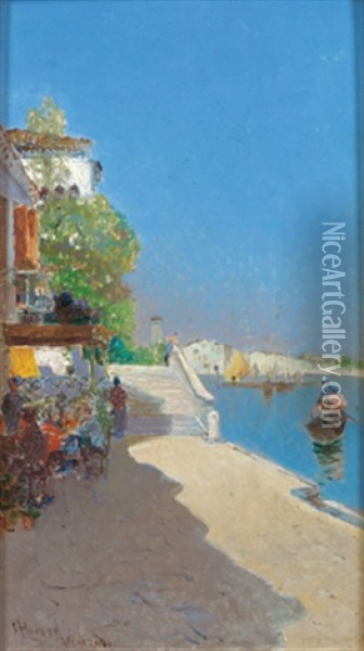 Ansicht Von Venedig Am Canal Grande Oil Painting - Cesar Herrer