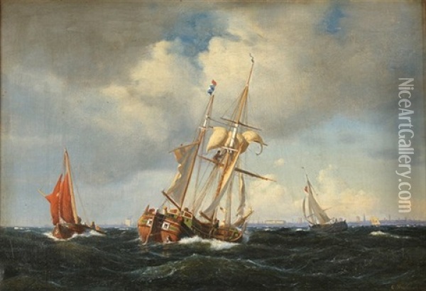 Shipping In Heavy Seas Oil Painting - Carl Johann Neumann