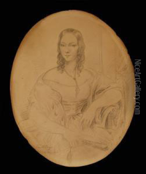 Retrato De Dama De Tres Cuartos, Sentada Oil Painting - Federigo De Madrazo Y Kuntz