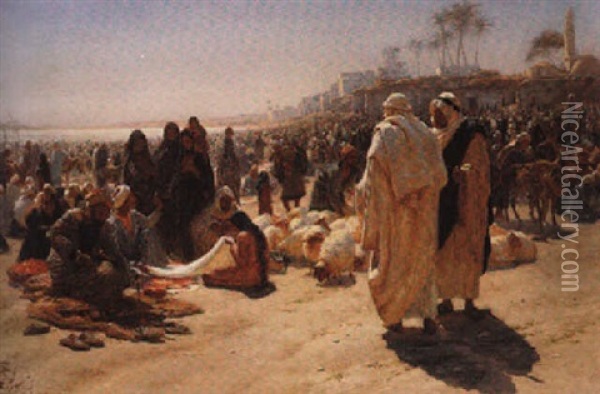 Market In Egypt Oil Painting - Joseph Farquharson