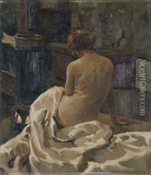 Desnudo De Espaldas Oil Painting - Enrique Martinez Cubells y Ruiz