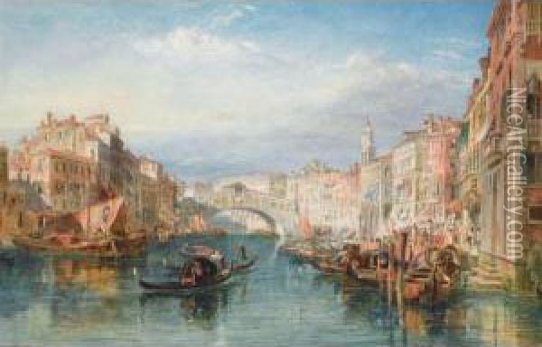 The Rialto Bridge, Venice Oil Painting - Edward Alfred Angelo Goodall