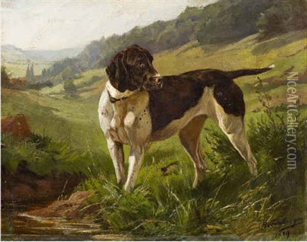 Jagdhund Oil Painting - Anton Weinberger