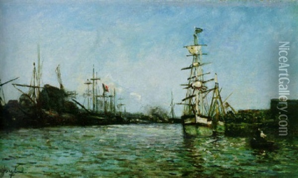 A Port In Holland Oil Painting - Johan Barthold Jongkind