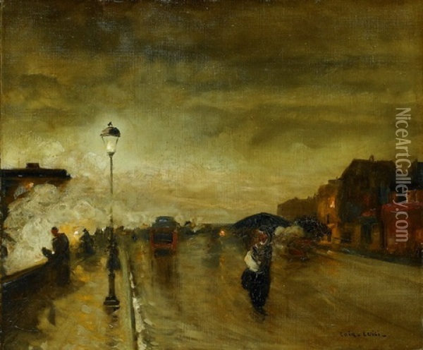 Au Bord Du Quai A Paris Oil Painting - Luigi Loir