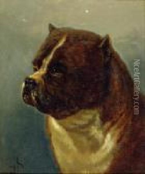 Portrait Of A Bullmastiff Oil Painting - John Henry Dolph