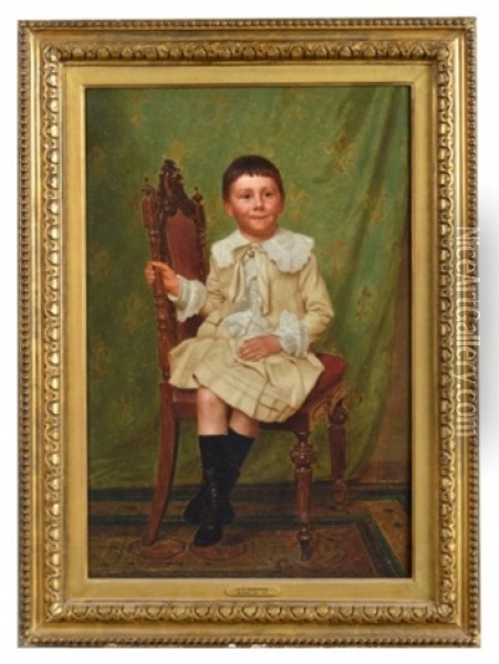 Portrait Of A Young Boy Oil Painting - John George Brown