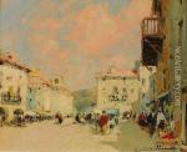 Place De Village Oil Painting - Paul Emile Lecomte