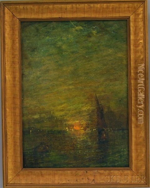 Sailing Into The Sunset, Venice Oil Painting - William Gedney Bunce