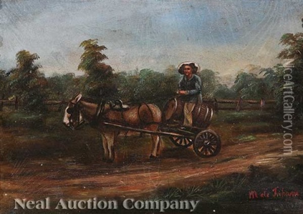 Peddler Traveling In The Louisiana Countryside Oil Painting - Marie Therese de Jaham