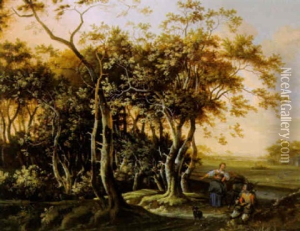 Bewaldete Landschaft Mit Figuren Oil Painting - Adriaen Van Diest