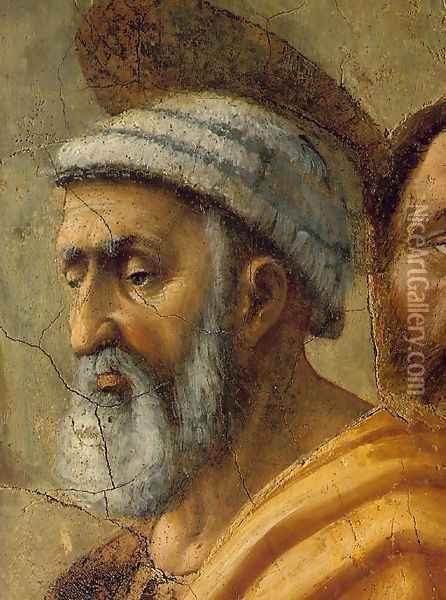 The Distribution of Alms and the Death of Ananias (detail) 1426-27 Oil Painting - Masaccio (Tommaso di Giovanni)