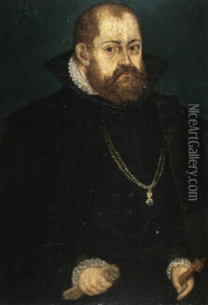 Halbfiguren-portrait Des Herzog Albrecht Von Bayern Oil Painting - Lucas Cranach the Younger