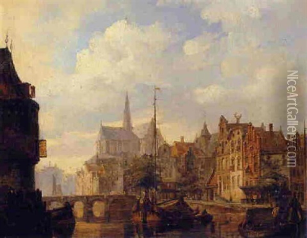 A View Of A Town Oil Painting - Elias Pieter van Bommel